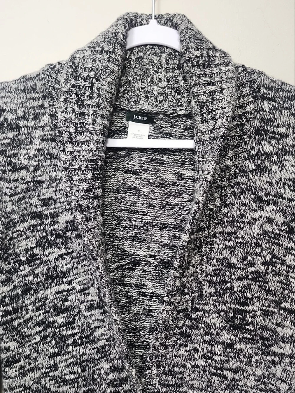 J.Crew Marled Knit Shawl Collar Cardigan Wool Blend Zipper Pockets Cabin Granny
